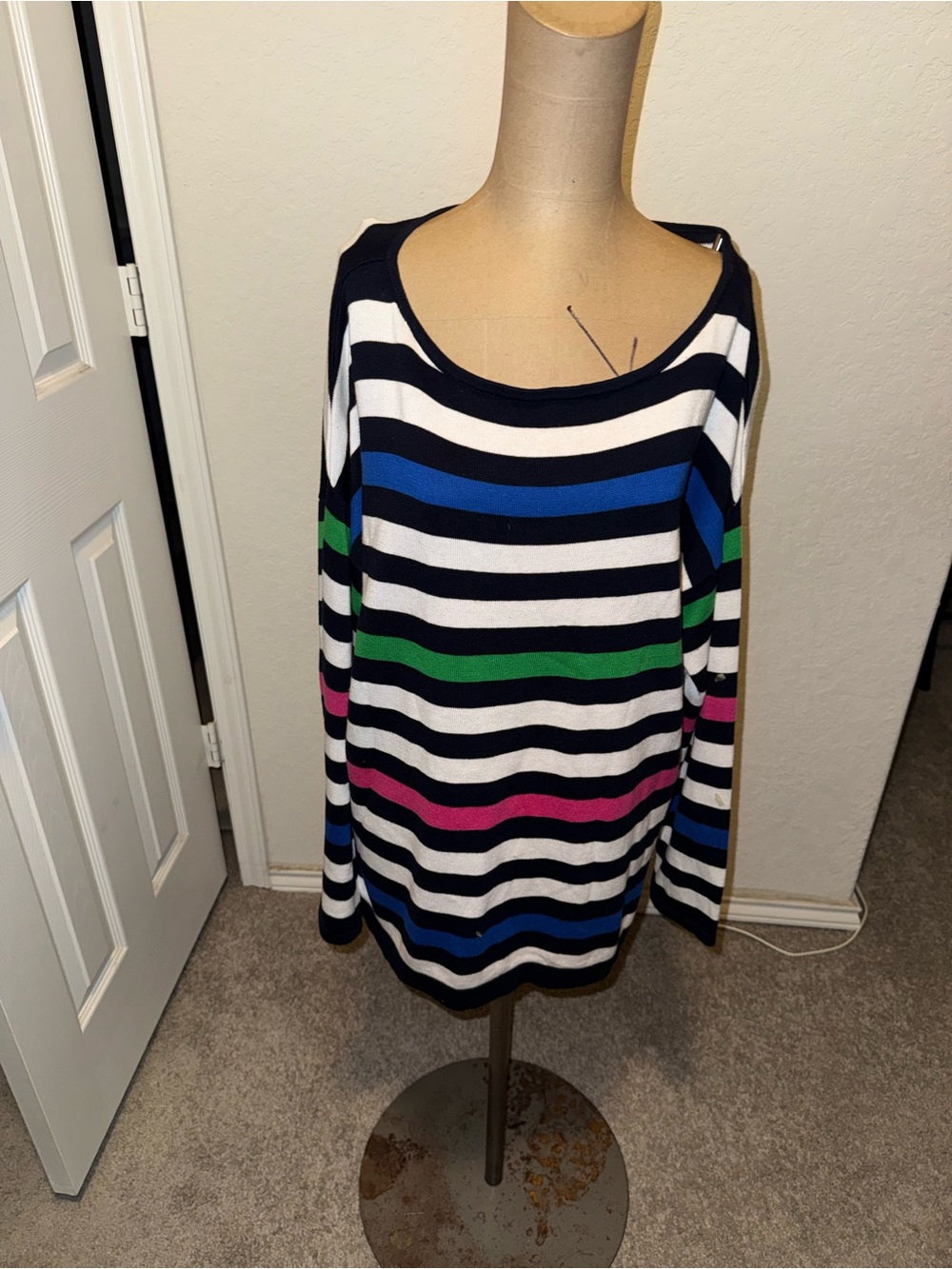 Women’s Chaps Striped Crewneck Long Sleeve Sweater